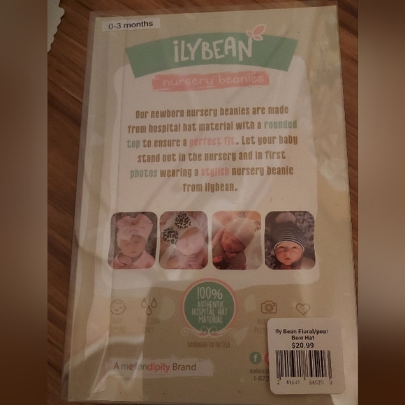 ILY Bean Floral Pearl Bow Beany Beanie White Hat for Newborn Baby Girl - Picture 6 of 7